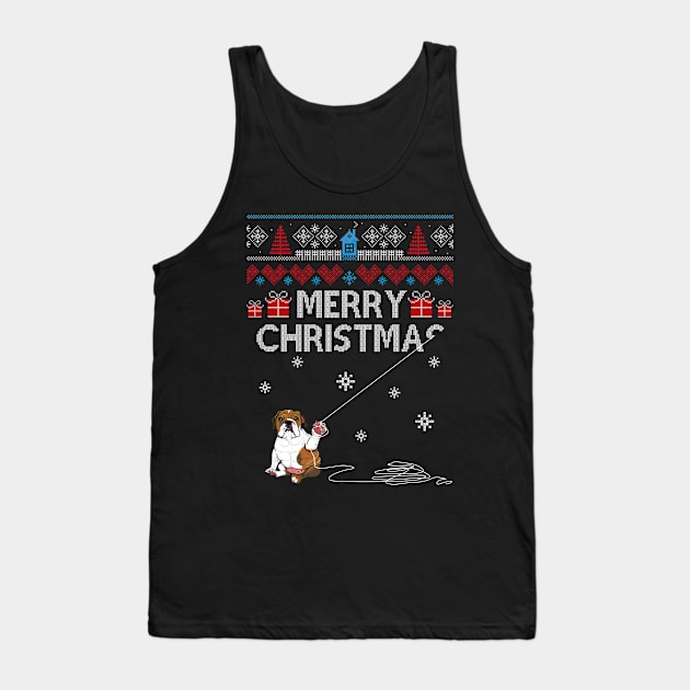 Merry Christmas Funny Naughty Bulldog Tank Top by Simpsonfft